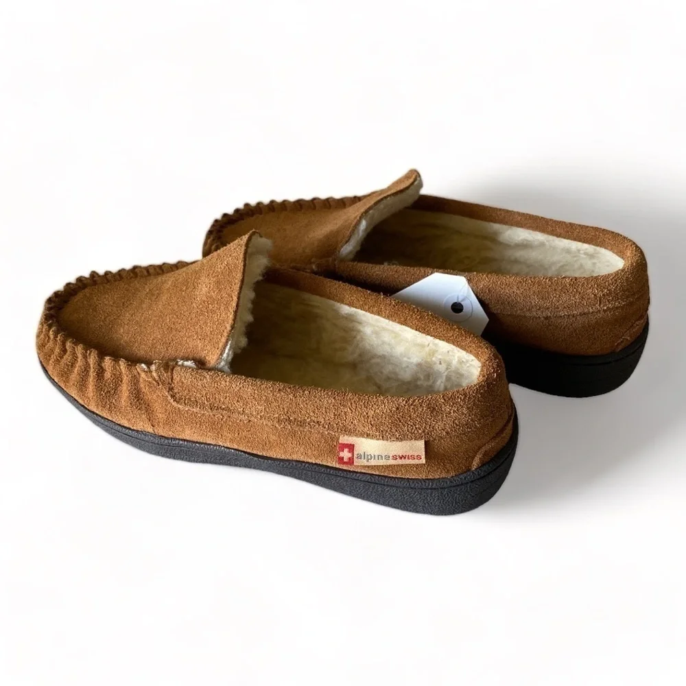 Alpine Swiss Genuine Suede Shearling Lined Moccasins Size 7 Cabincore NW…